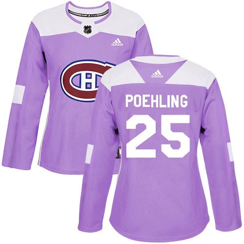 Adidas Canadiens #25 Ryan Poehling Purple Authentic Fights Cancer Women's Stitched NHL Jersey